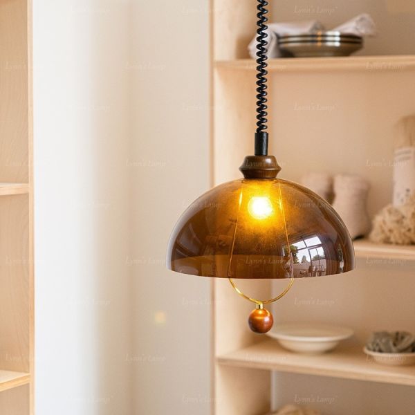 Wabi Sabi Amber Shades Hanging Chandelier Light American Retro Lift E27 Pendant Lamp (WH-VP-361)