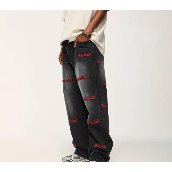                  Streetwear Men&prime;s Pant Blank Baggy Denim Distressed Vintage Stacked Flare Jeans Pants             