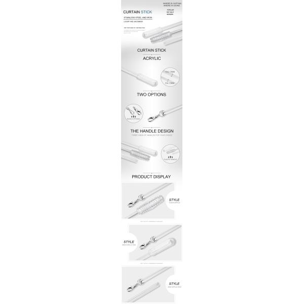 Environment Friendly 12mm Acrylic Drapery Pull Wand For Hotel