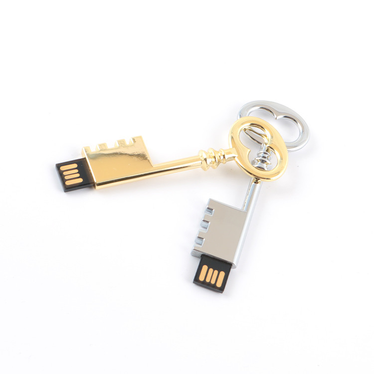 Привод ключа металла 128GB внезапный соответствует USB серебра и золота США стандартный сияющий ретро