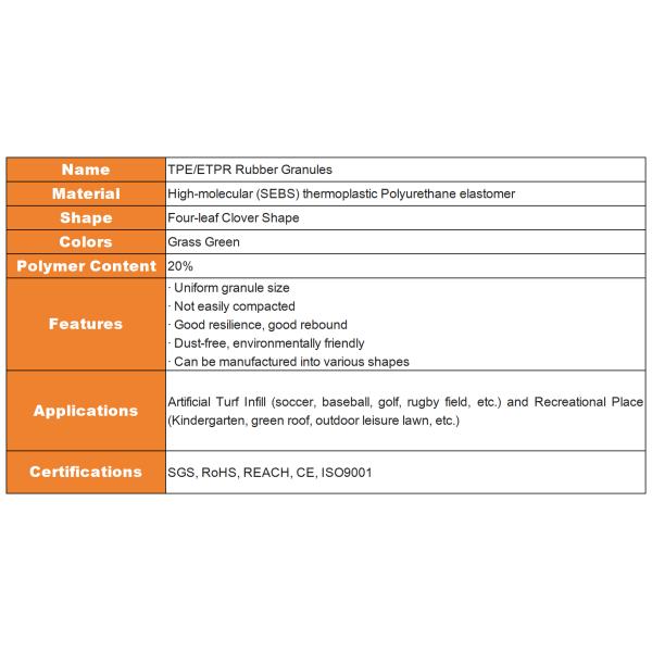 Durable ETPR Rubber Infill for Artificial Grass and Sports Fields, Optimal Shock Absorption and Resilient