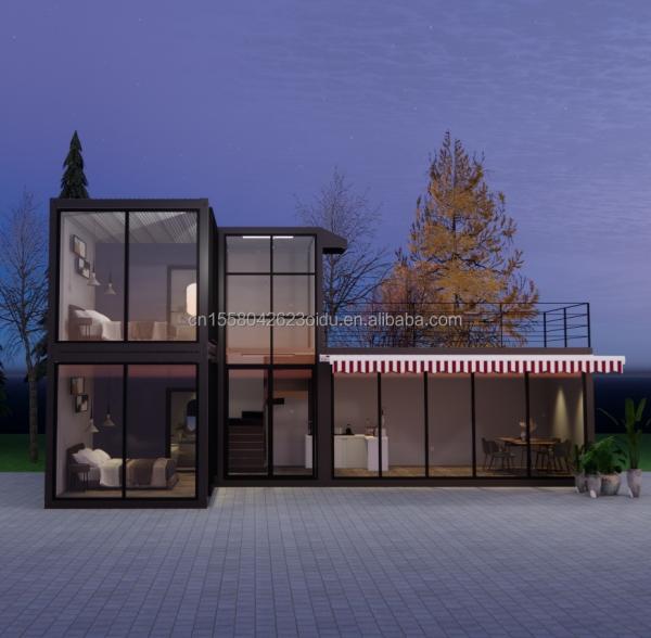Galvanized Steel Square Tubes Main Structure Container Houses for Luxury Prefabricated Two-Bedroom Flat Pack Shipping