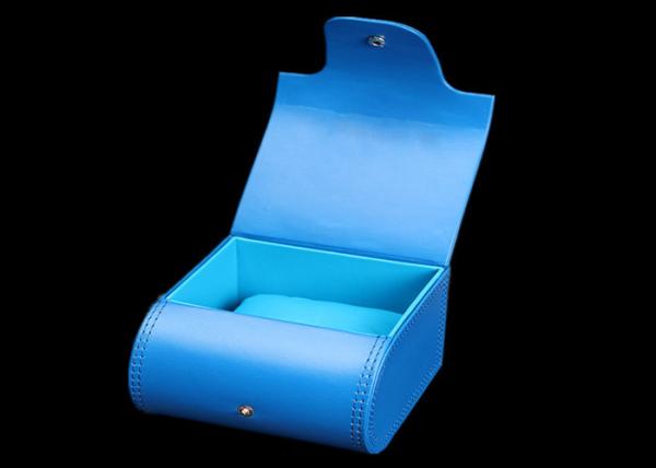 Blue Cardboard  Women Watch Box With Stitching Gift Packaging Durable 110 * 110 * 80mm