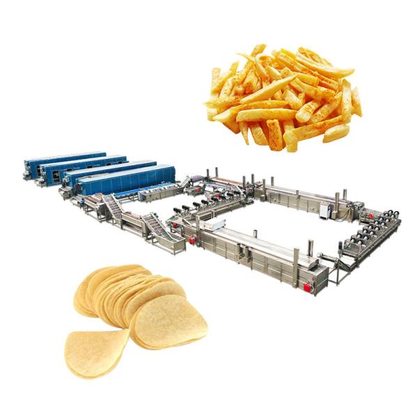 Linha automática de produção de batatas fritas para alta produtividade em plantas de processamento de carne