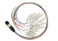 Varón de MPO APC a la fibra del solo modo 12 del cable hacia fuera del ventilador de FC APC para el uso de alta densidad