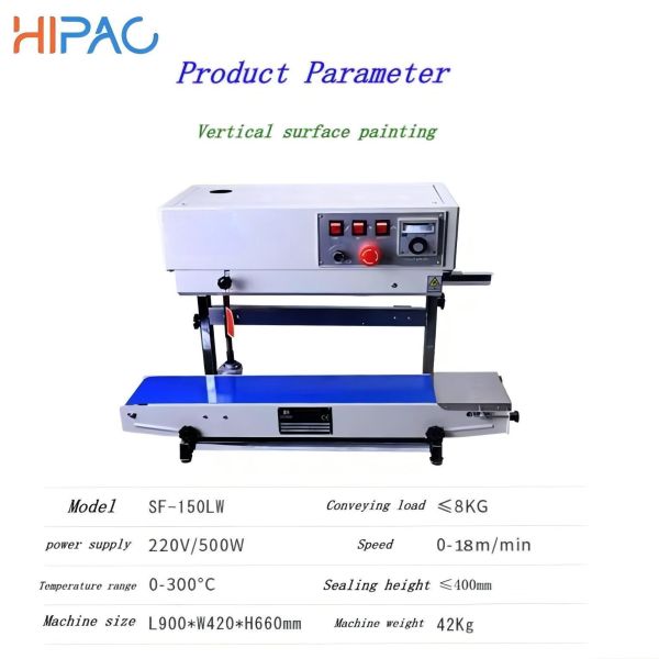 SF-150LW Vertical Continuous Film Sealer with 0-13m/min Sealing Speed and 0-300℃ Temperature Range for Automatic Heat Sealing