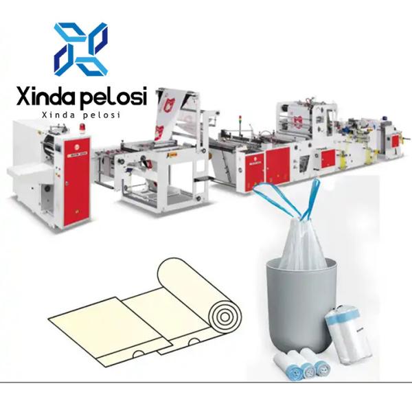 220V/380V Drawstring Garbage Bag Making Machine With String Rolling Drawstring