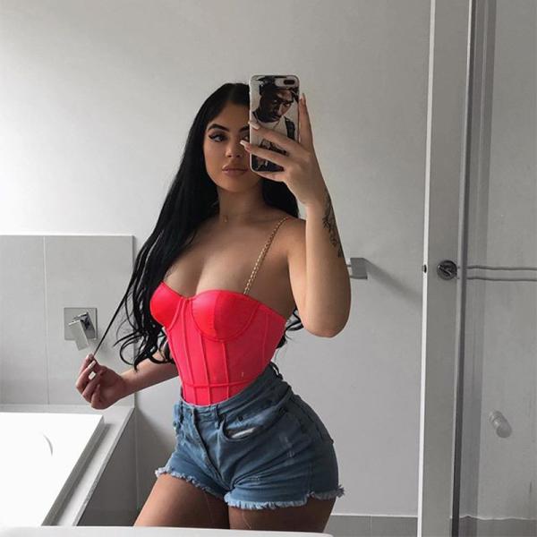 S-L Women Sexy Bodysuit Lingerie Metal Chain Sling Halter Mature Sexy Lace Bodysuit