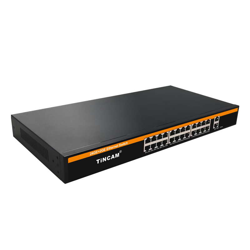 26 Port Gigabit Ethernet Switch 24 x Gigabit RJ45 Ports + 2 x Gigabit Uplink Ports 1U Rack Mount Unmanaged Network Switch TBC-S5024U-2G
