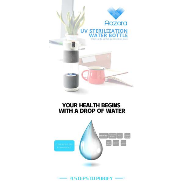 Easy To Carry UV Water Bottle , Clear And Sterilization Sport Water Bottle Plastic