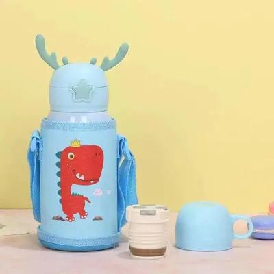 Stainless Steel 17 Oz Unicorn Cups For Kids Cute Insulated Water Bottle With Straw Strap Leak-Proof Flask For Boys And Girls
