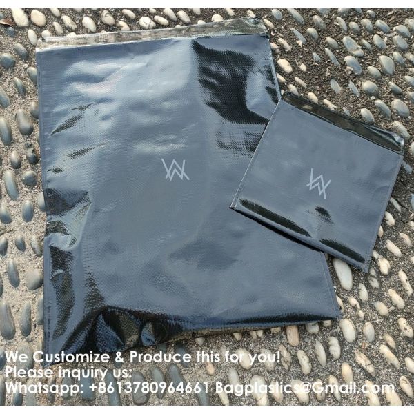 Custom Logo Polypropylene Button Closure Fabric Mailing Bag For Clothes Packaging With 2 Tape And Tear Strip On The Top Envelope Self-Adhesive Bag Express Clothing Small Card Envelope