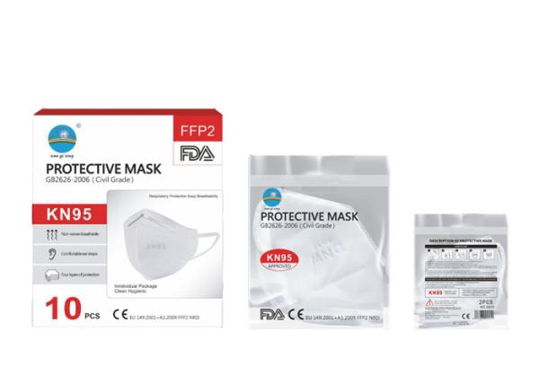 3D Fold N95 Face Mask KN95 Shield BSI SGS TUV FDA CE With Elastic Earloop Band