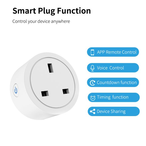 16A High Power Smart Plug with Power-off Memory and Real-time Energy Monitor for UK Appliances