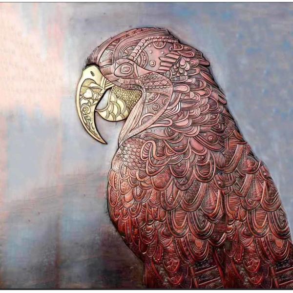 Eagle Copper Relief Sculpture , Metal Wall Sculpture For Public Art Decoration