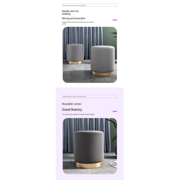 Home Small Round Fabric Ottoman Sponge Upholstered Salon Accent Chair Dressing Table Makeup Shoe Changing Stool Ottoman
