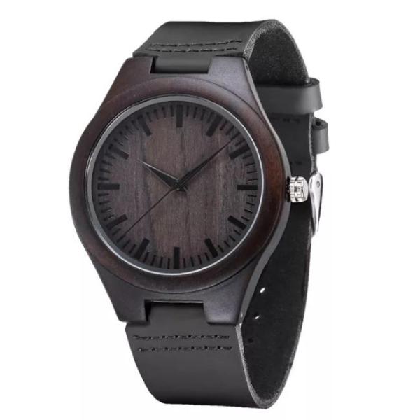 44mm Mens Wooden Wrist Watch 1.73 Inch Engraved Wooden Watches Water Resistant