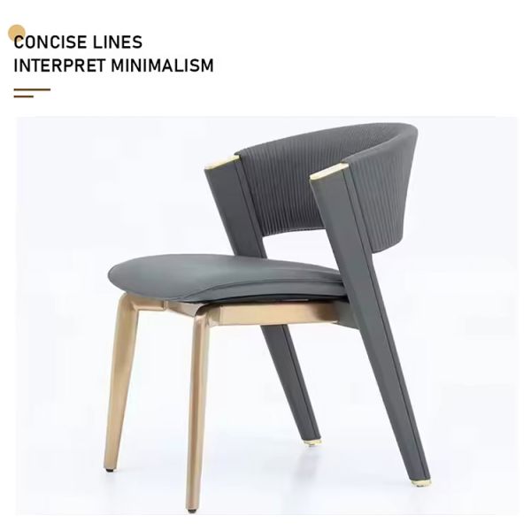 Modern Upholstered Leather Dining Room Furniture Chair Designed with Italian Metal Legs and Wooden Frame Luxury
