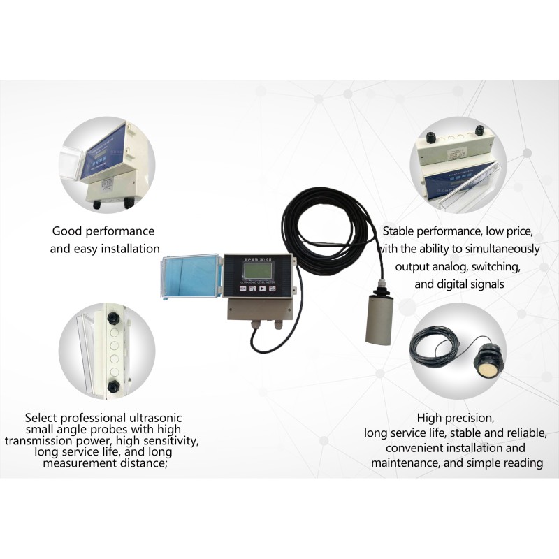 Non contact 4-20mA ultrasonic level meter NYCSUL-502 1mm Split Ultrasonic Open Channel Flow Meter LCD Display