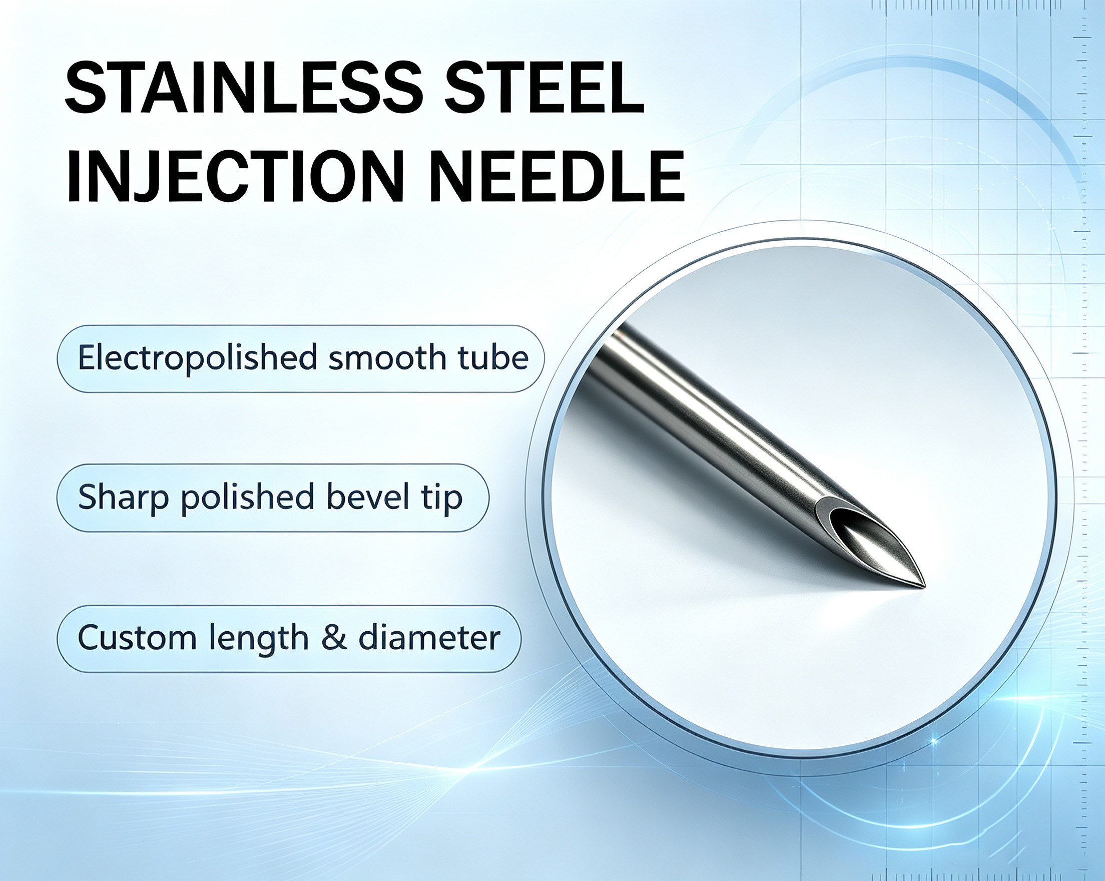 Customized Lancet Tip Stainless Steel Injection Needle