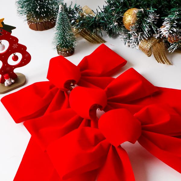 Christmas Wired Red Velvet Ribbon Bows 22*32cm for Package and Birthday Decoration
