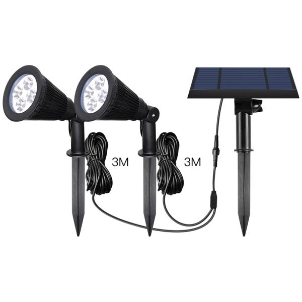 Outdoor Landscapes ABS Double Head Solar Power Garden Light with 2- and Wire Security