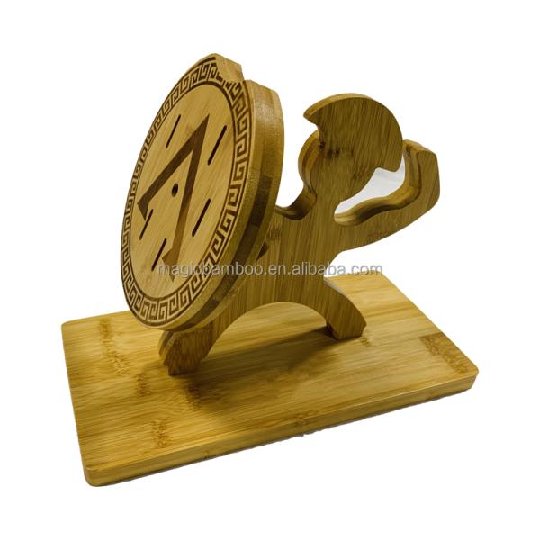 Бамбуковое дерево Кухонный щит солдат Форма нож держатель Нож блок держит 6 ножей