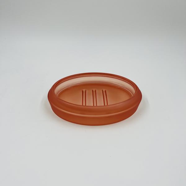 Acessórios de banheiro de vidro Conjunto Frosted Orange Round Shape Gold Pump Dispenser de sabão de vidro