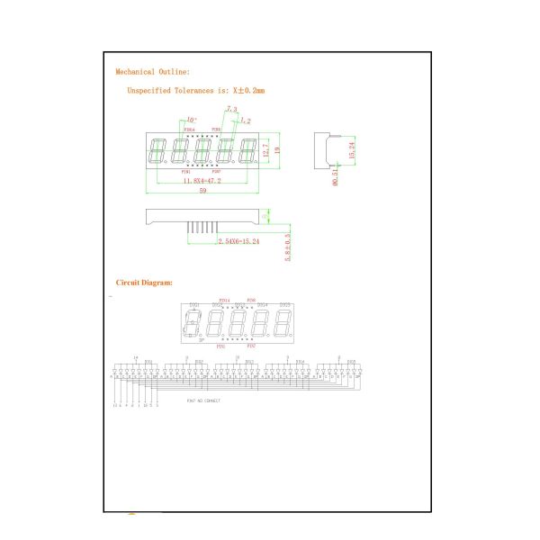 0.50 Inch 5 digit LED Seven Segment Display