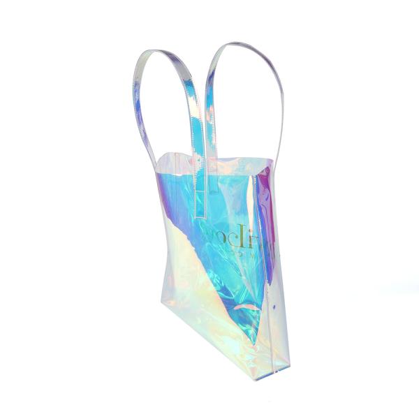 Female Holographic Transparent Handbags Beach bag Laser Clear PVC Tote Shopping Bag tote shopping bags for ladies