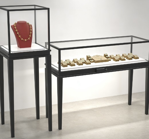 Modern LED Lighting Jewelry Display Cabinet with Adjustable Glass Shelves and Customizable Solutions