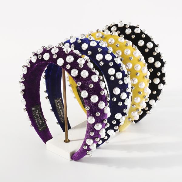Flannelette high cranial girls fabric headbands sticky bead headband Yiwu hair accessories