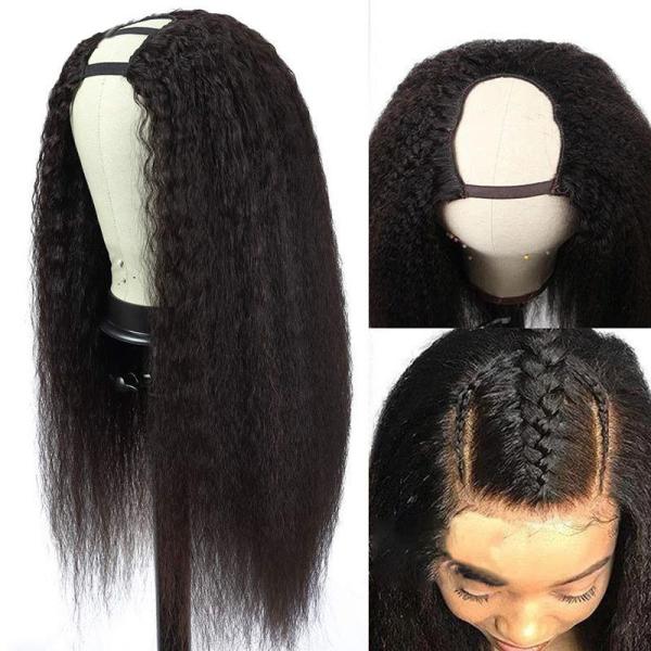 Virgin Hair Advantage Kinky Straight Human Hair Glueless U Part Wig for Bulk Purchase