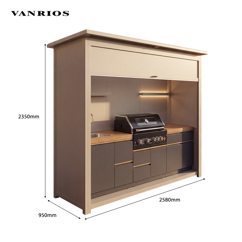 Stainless Steel & Aluminum Bbq Kitchen Pod Manual Roll Up Windproof Shutter