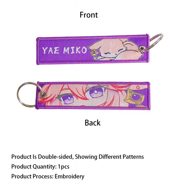 DANSKY Woven Tags Label Crew Embroidered Keychain With Key Rings