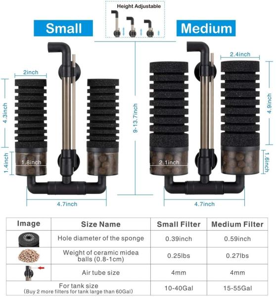 Quiet Submersible Sponge Filter For Shrimp Tank