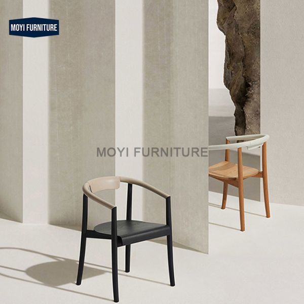 Home Furniture Custom Black Color Solid White Ash Wood Dining Coffee Chair Wooden Restaurant Chairs with Wood Legs