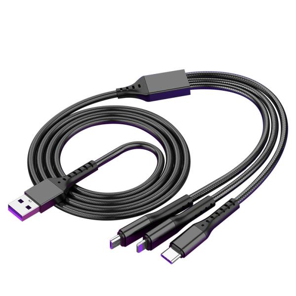 Nylon 4ft Multi USB Charging Cable 3 In 1 Universal Charger Cord