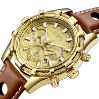 À 2 modes de fonctionnement occasionnel masculin de mode de montre de quartz de bracelet en cuir d'OEM