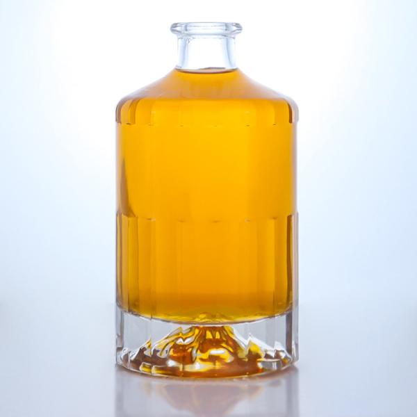 Whisky Liquor Glass Bottle with Unique Shape and T-Cork Closure