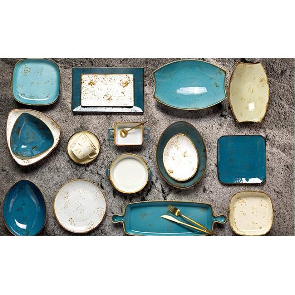 Западный ресторан керамический столовой набор серо-желтый