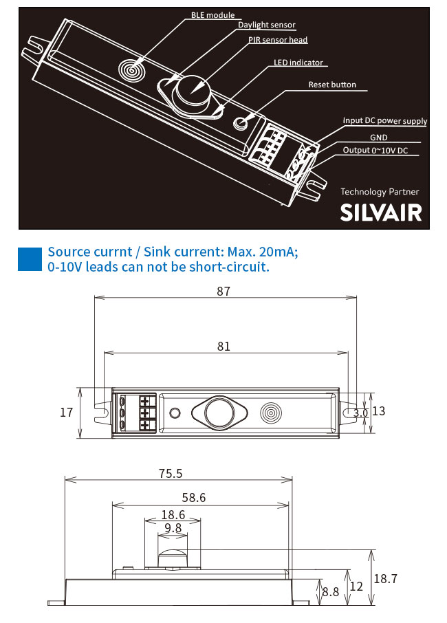 PIR Silvair 4.2 Bluetooth Датчик движения Легкая установка Небольшие размеры