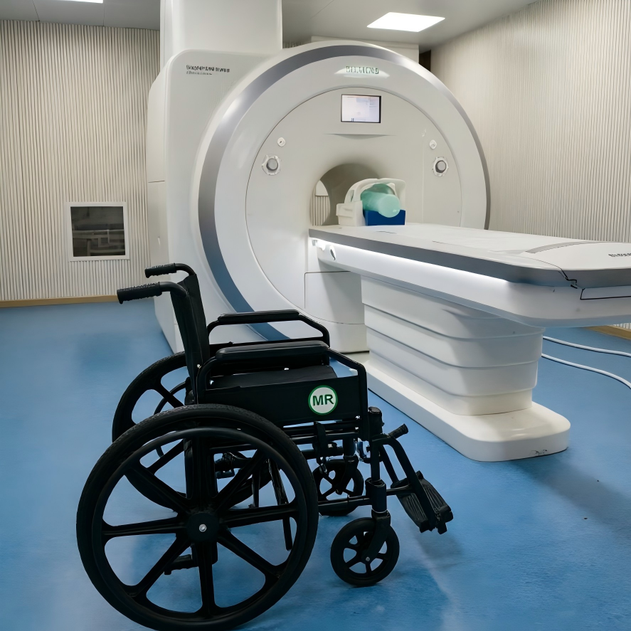 Foldable Non Magnetic Wheelchair with 460mm Seat Size and MRI Safe Design for