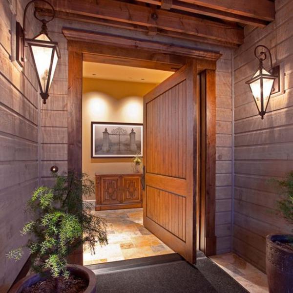 Exterior Solid Wood Doors Customized Size Single Door Slab Contemporary Modern Style