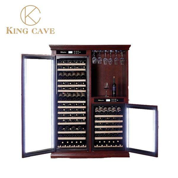 Glass Door American Oak Raw Materials Free Standing Wine Cabinet