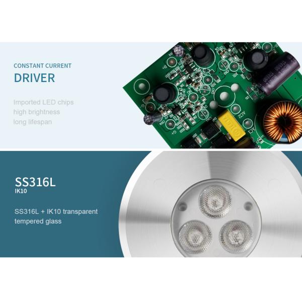 Свет IK10 3W DC24V СИД IP68 90LM на открытом воздухе земной