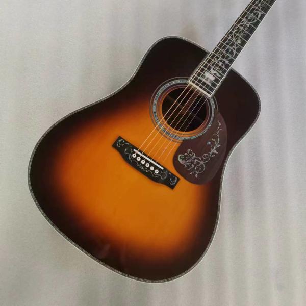 Custom MT Dreadnought D Body Sunburst Acoustic Guitar Wood Pickguard Martin D45 Guitar