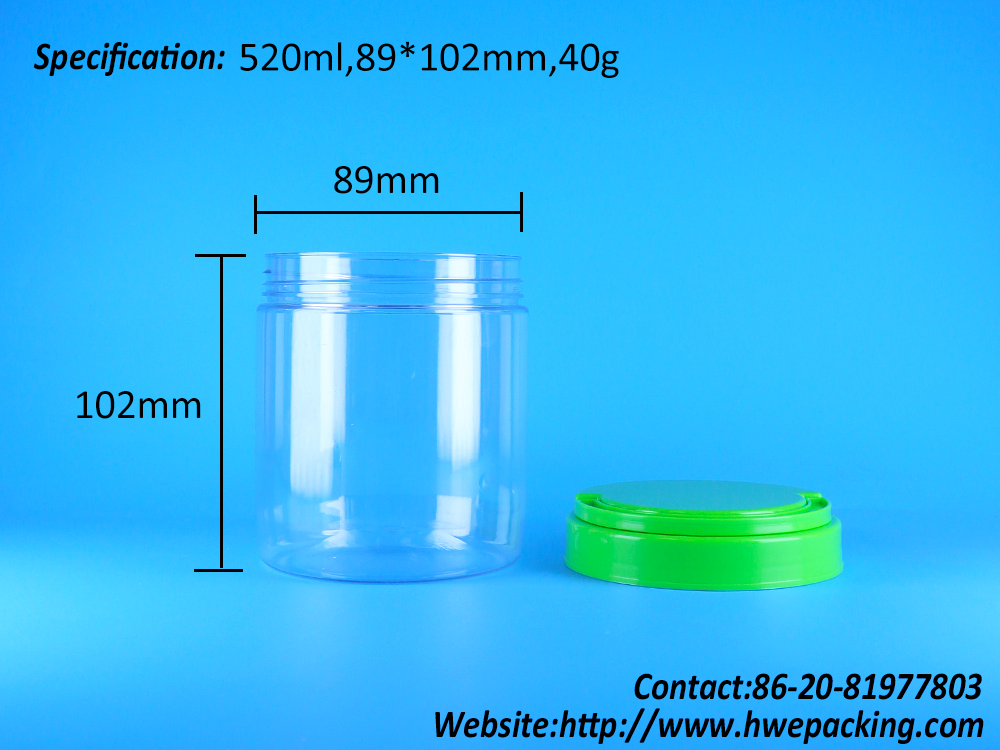 Food Grade Sealable Empty Plastic PET Clear Round Peanut Butter Screw Handle Cap