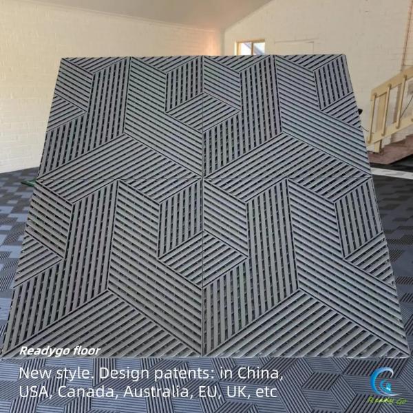 Heavy Duty 18mm Black Patent 3D RIB Texture PP Garage Floor Tiles For Home Or Workshop