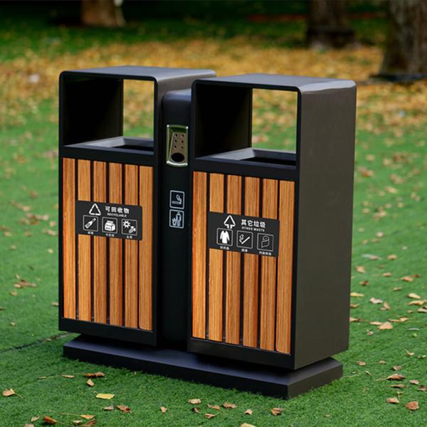 Modern Stainless Steel Trash Receptacle For Outdoor Waste Management